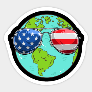 American Flag Patriotic Earth Day Sticker